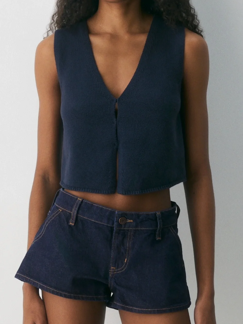 Aritzia Admiral Cotton Charm Navy Basque Sweater Vest - Picture 2 of 8
